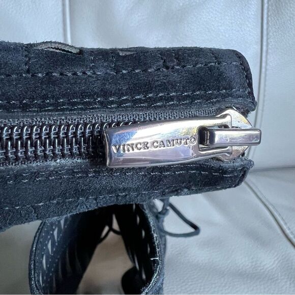 Vince Camuto Women’s Sandals Sz 9 M Tarita Cutout Lace-Up Black Suede Block Heel - Picture 4 of 12